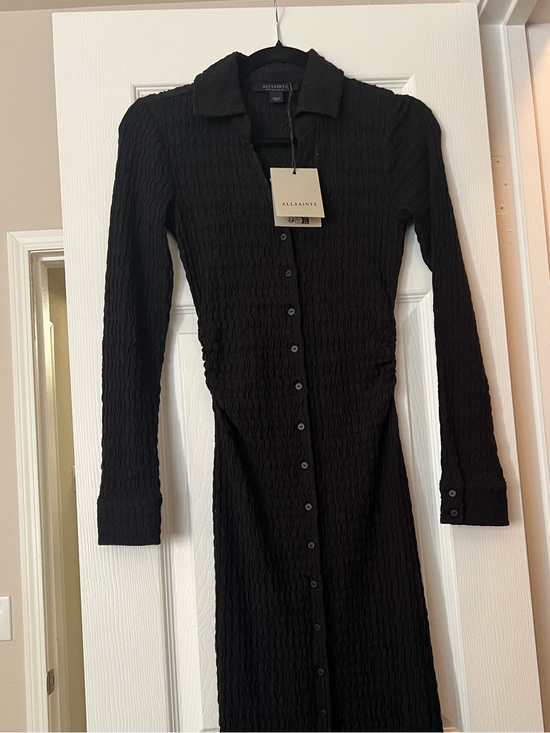 All Saints Dresses & Skirts - AllSaints Black Long-Sleeve Button Midi Dress